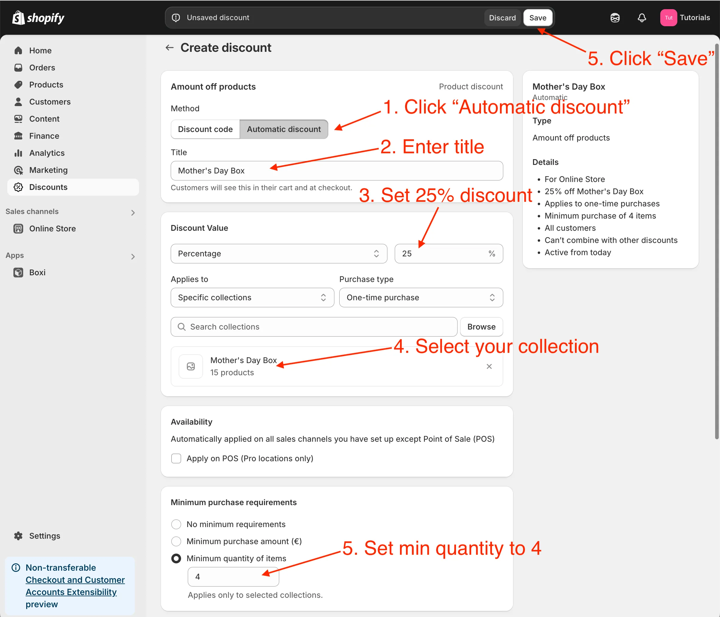 Shopify discount form